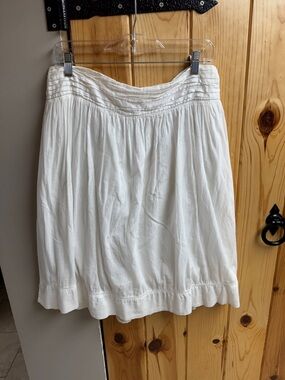 Studio West White Cotton Gathered A-Line Skirt